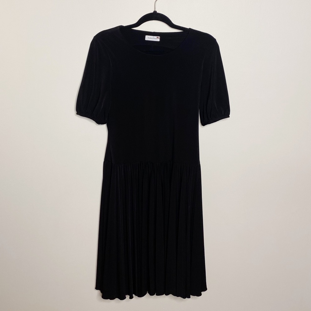 CALVIN KLEIN Drop Waist Pleated Skater Dress